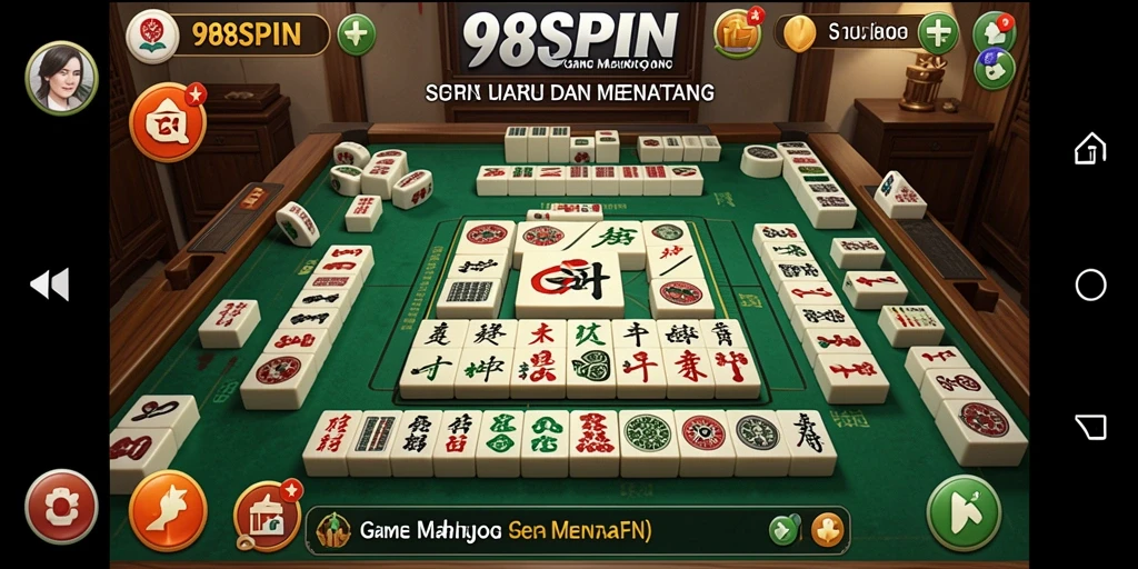 Tampilan gameplay 98SPIN yang menarik dalam menyusun ubin Mahjong.