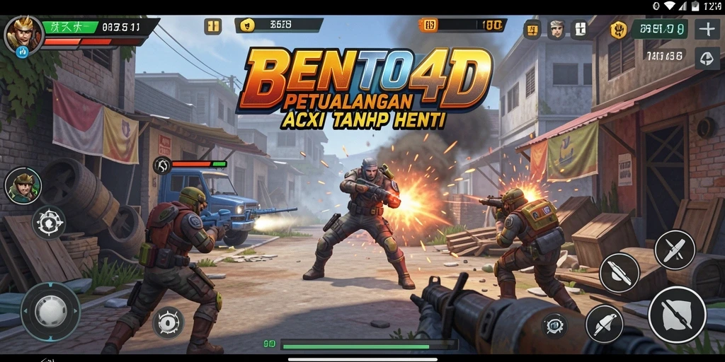 Tampilan aksi epik dalam BENTO4D selama pertarungan.