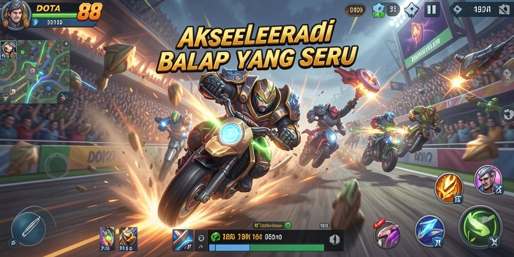 Screenshot gameplay DOTA88 dengan aksi balap yang intens.