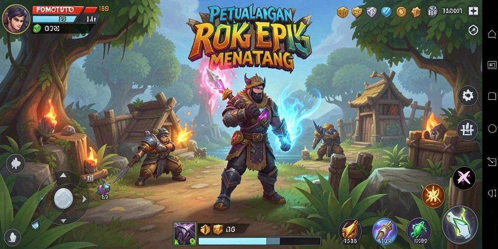 Gameplay FOMOTOTO yang penuh petualangan RPG dan aksi.