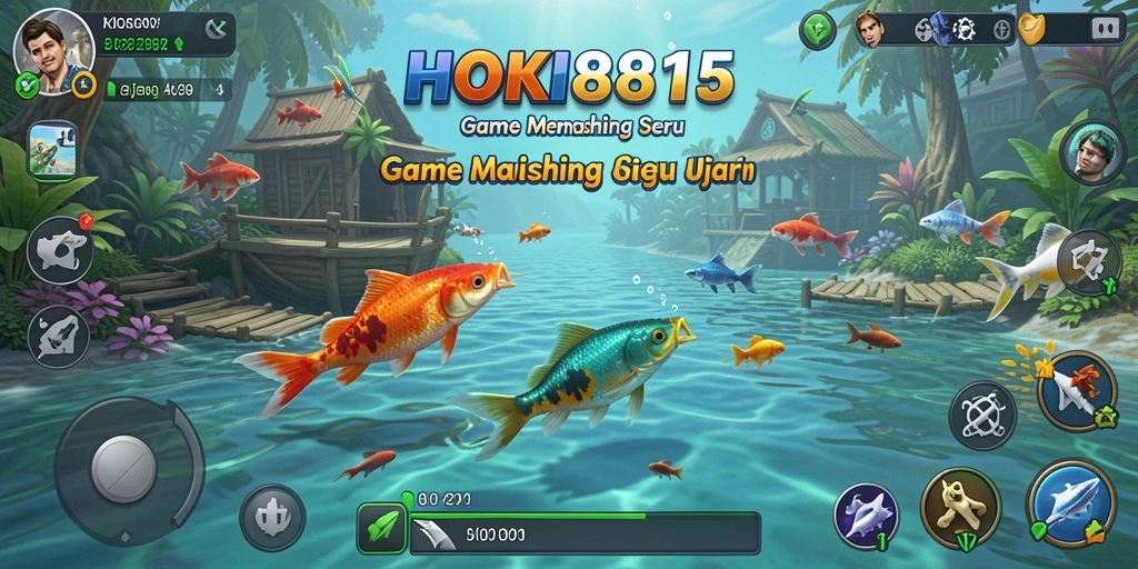 Screenshot dari gameplay HOKI8815 menampilkan aksi memancing penuh keseruan.