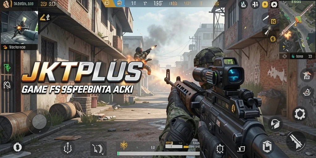 Screenshot gameplay FPS JKTPLUS yang menegangkan.
