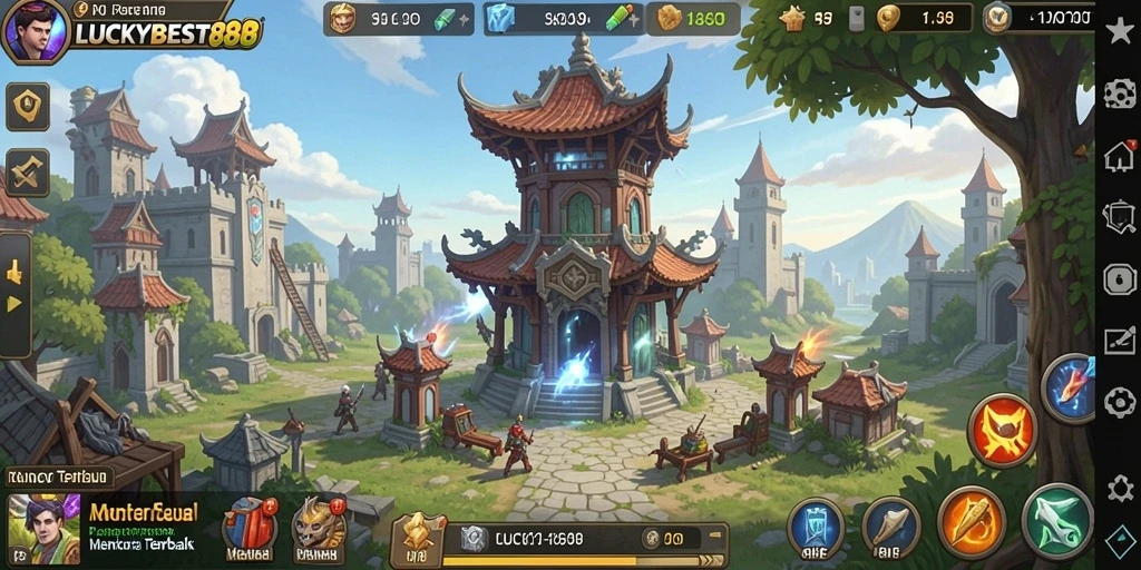 Tampilan gameplay menegangkan di LUCKYBEST88 dengan menara pertahanan.