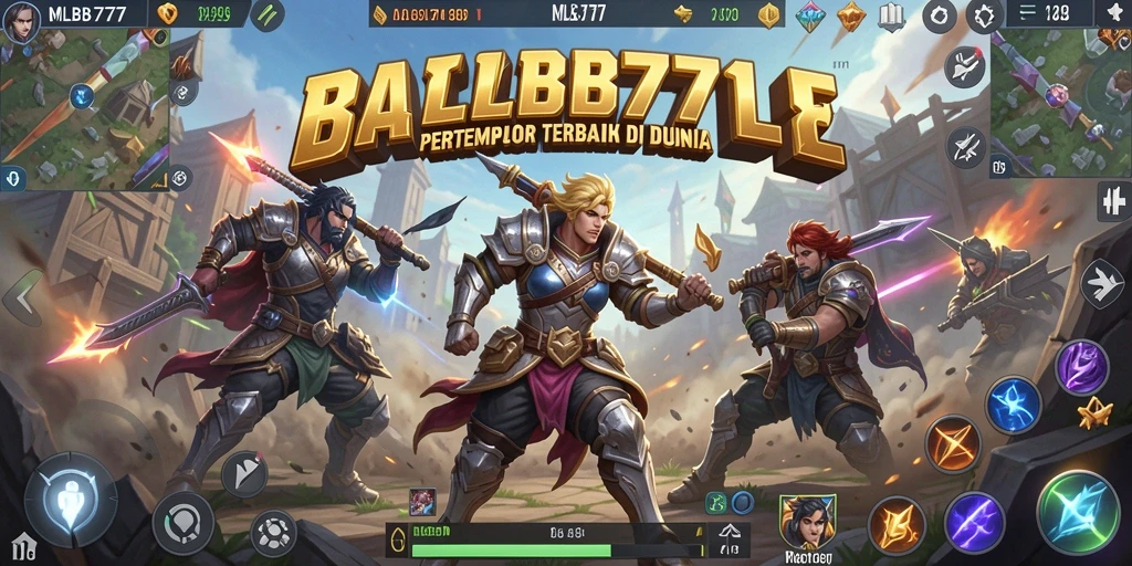 Screenshot utama MLBB777 menunjukkan aksi seru dalam permainan Battle Royale.