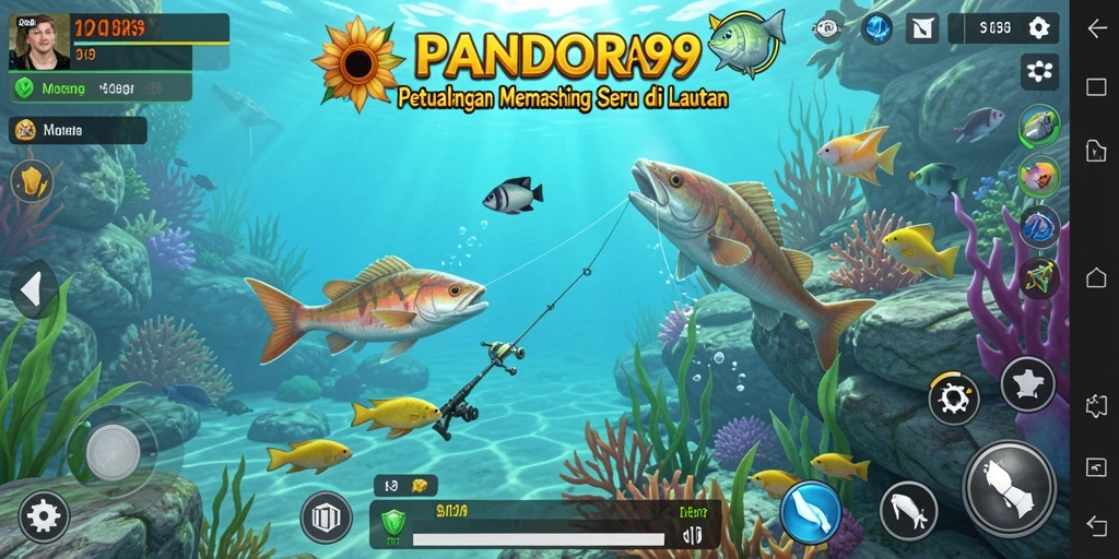 Screenshot gameplay PANDORA99 yang menampilkan aksi memancing yang seru.