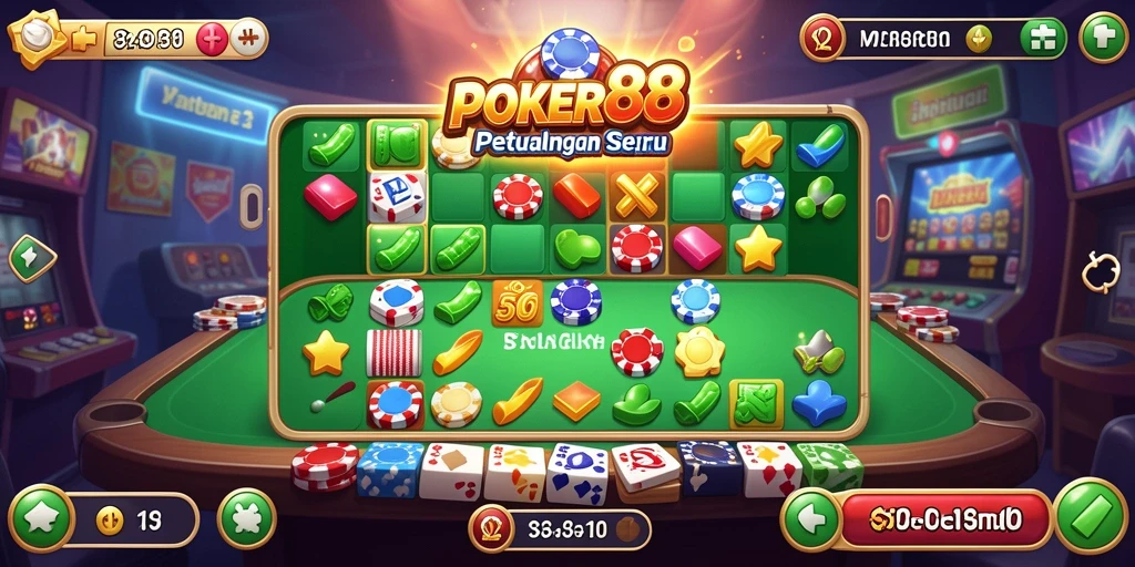 Screenshot utama POKER88 menampilkan gameplay seru Match-3.