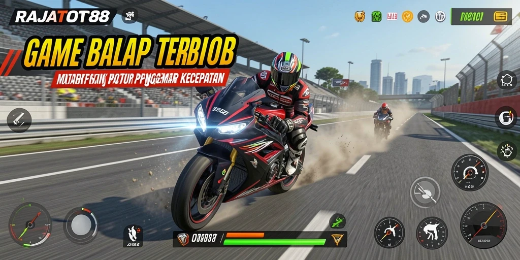 Gameplay seru di <strong>RAJATOTO88</strong> dengan aksi balap motor cepat.