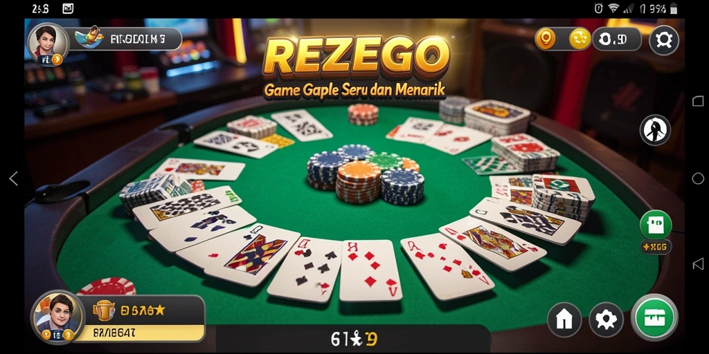 Tampilan gameplay menarik dari REZEGO dengan kartu Gaple.