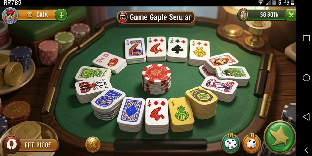 Screenshot gameplay RR789 yang menampilkan serunya bermain Gaple.