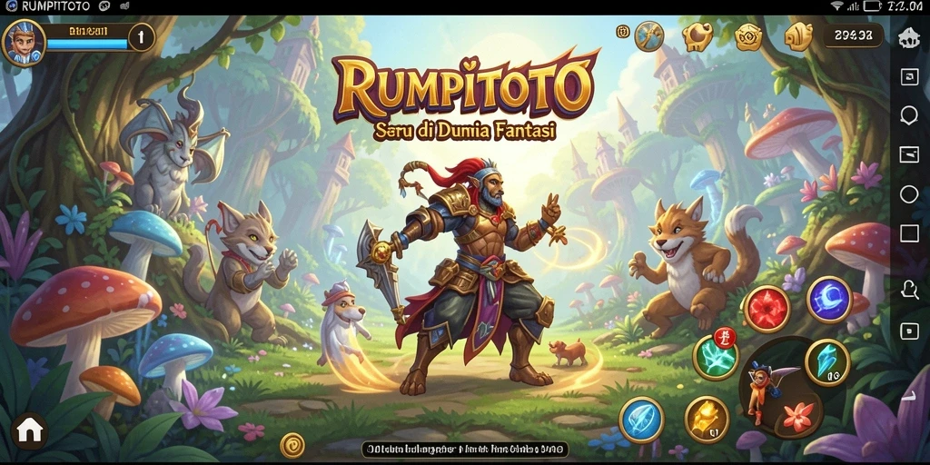 Tampilan gameplay RUMPITOTO yang penuh warna dan menarik.